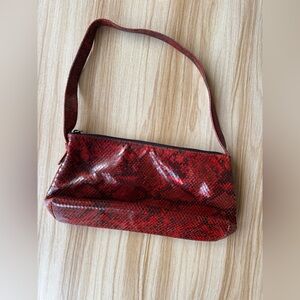 BCBGMaxAzria Red Snake Pattern Shoulder Bag